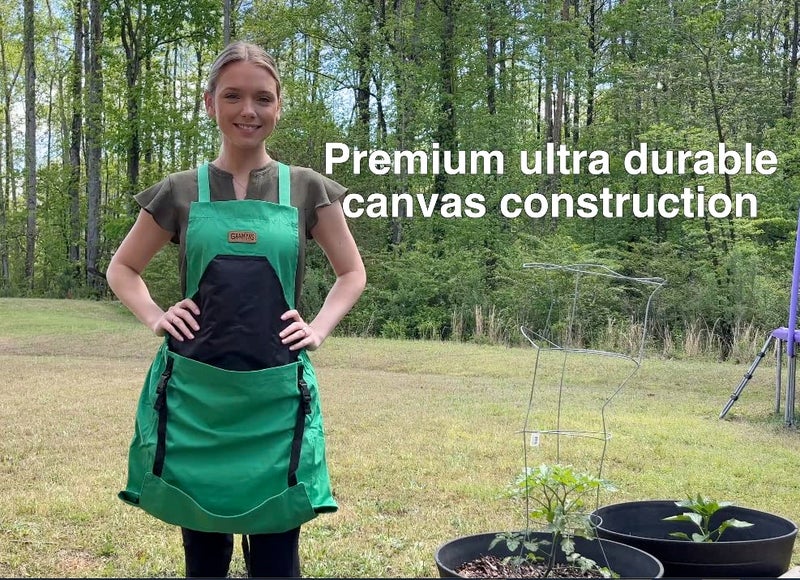 Grampa's Weeder Grampa's Garden Apron - Cross Back Gardening Apron With Pockets For Women & Men | Harvest Apron with Large Kangaroo Pouch (Green) - Image 4